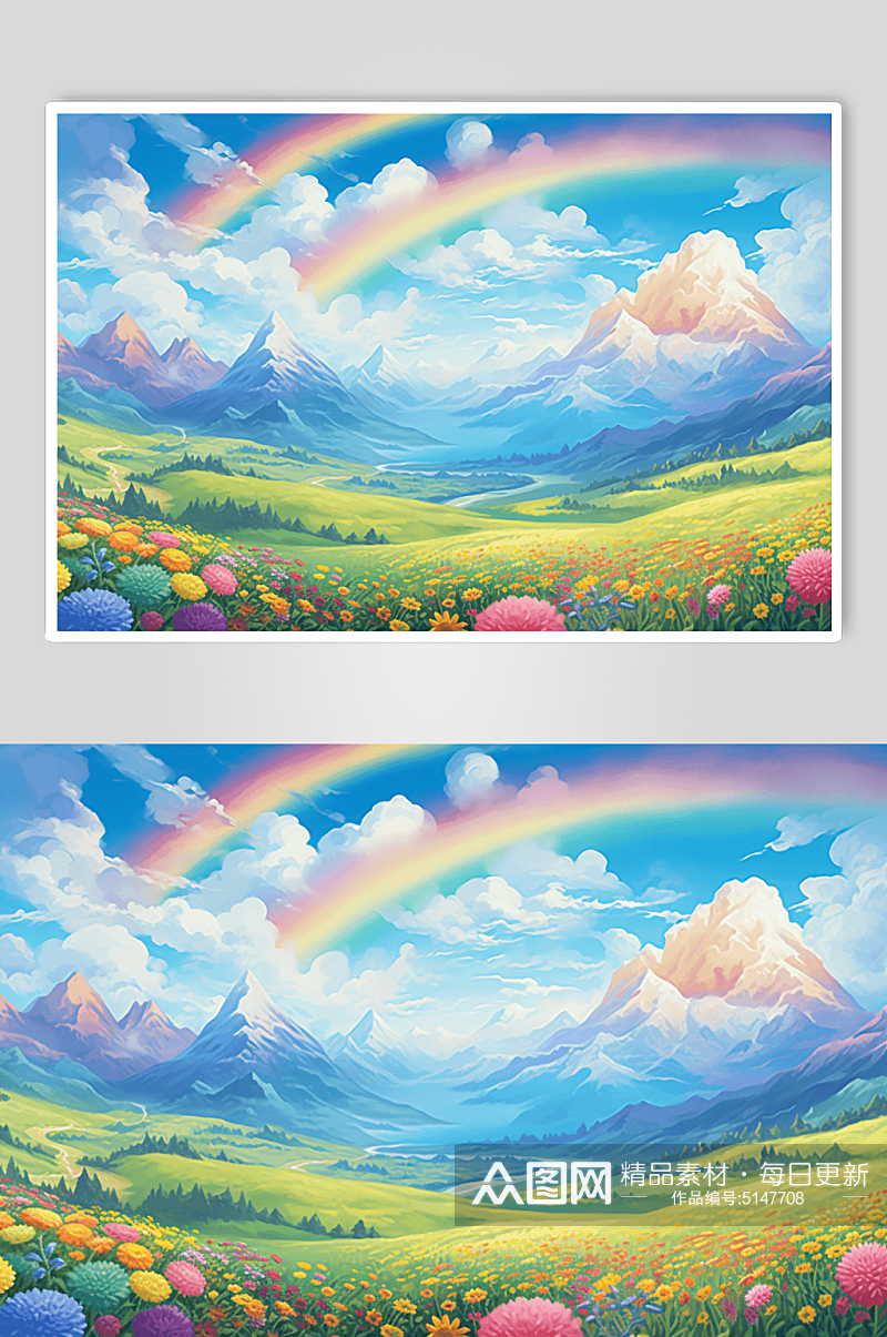 绘画风彩虹户外景观数字艺术图片素材