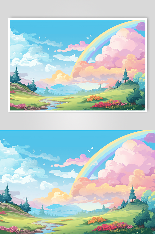 绘画风彩虹户外景观数字艺术图片