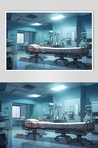 扁平化医院病床数字艺术图片