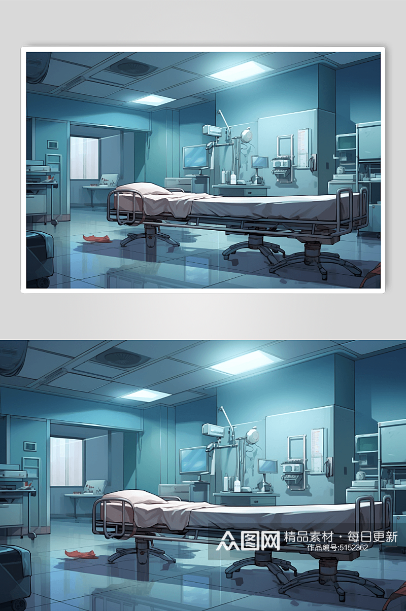 扁平化医院病床数字艺术图片素材