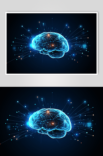 数字艺术发光大脑图片