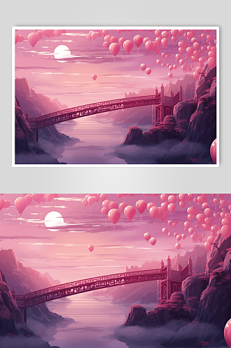 数字艺术粉色拱桥图片