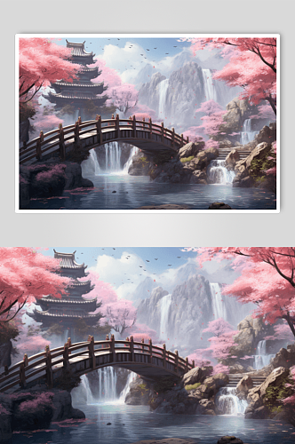 唯美桥中国风数字艺术插画