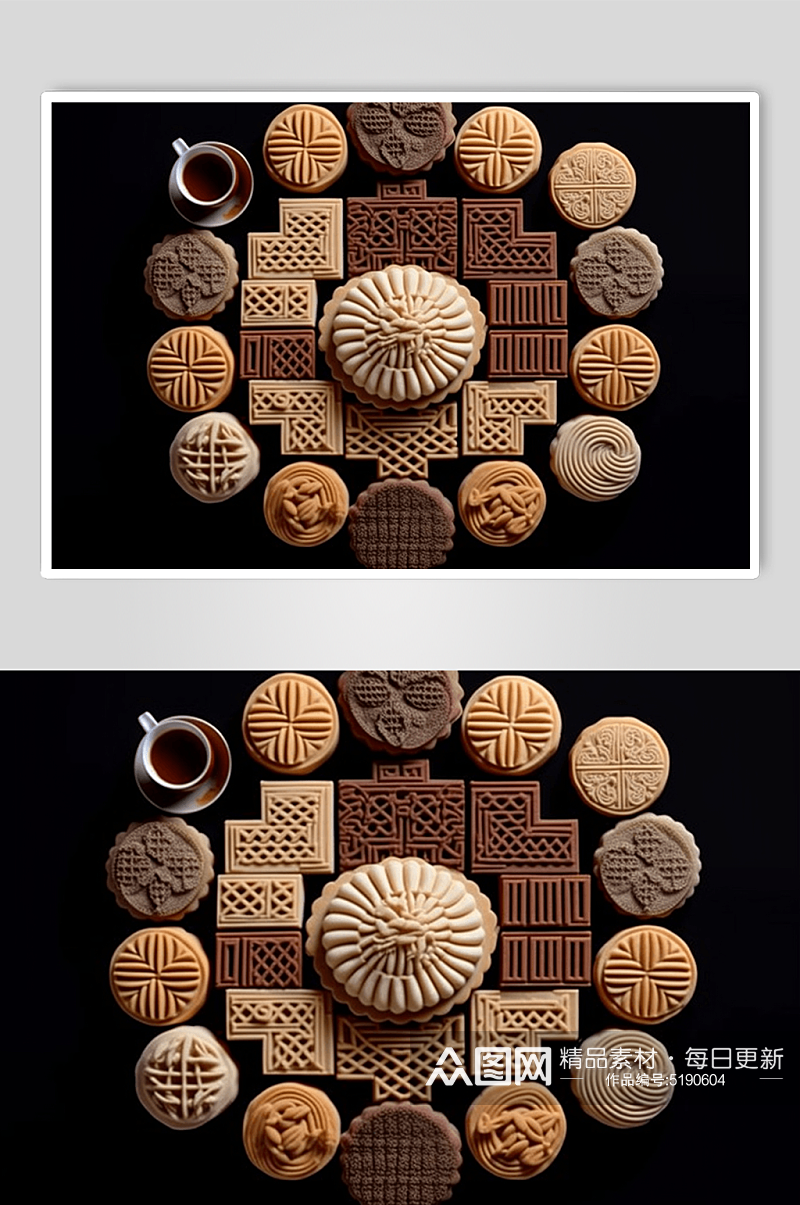数字艺术AI月饼图片素材