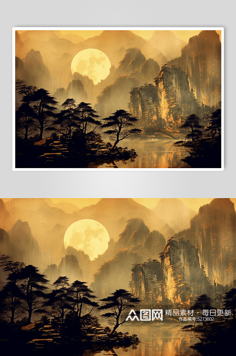 数字艺术中国风壁画图片素材