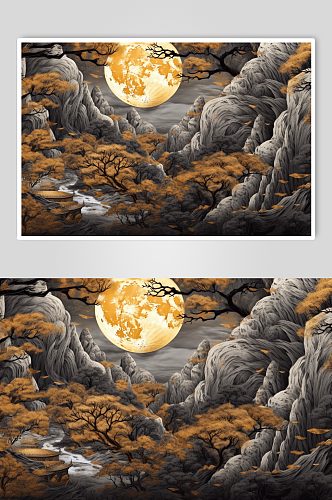 数字艺术中国风壁画图片