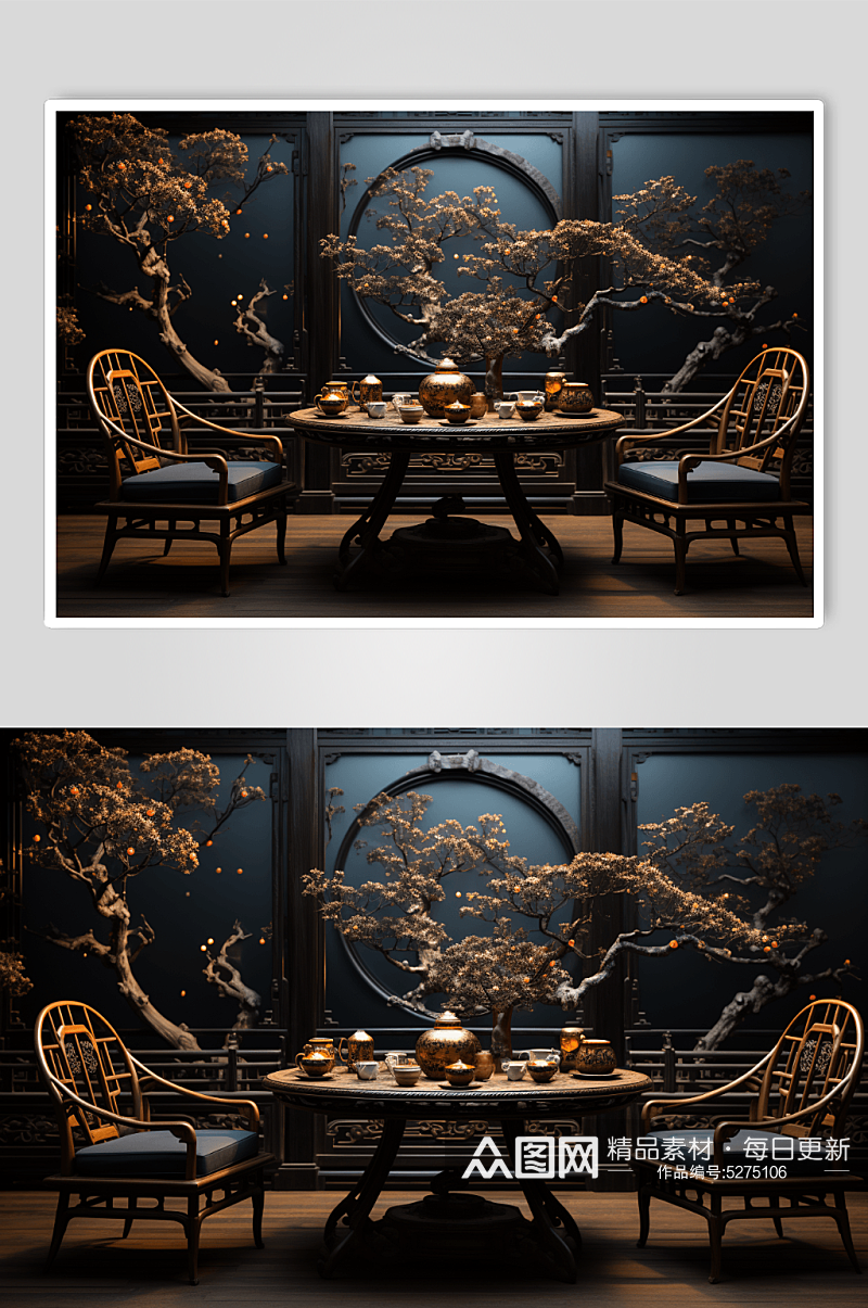 数字艺术创意茶室图片素材