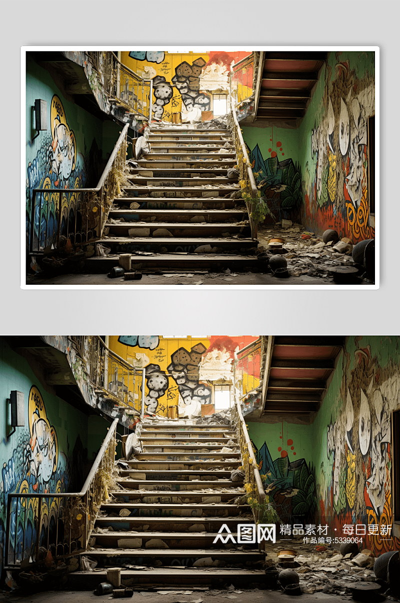 数字艺术涂鸦画废墟创意图片素材
