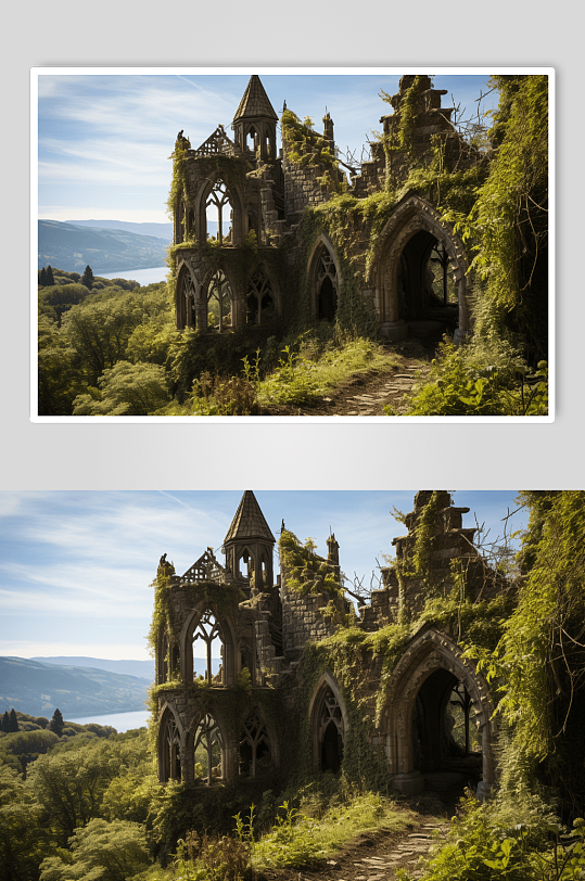 恐怖城堡废墟摄影图