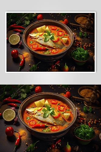 番茄鱼美食摄影图片