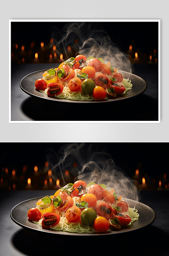 番茄面美食摄影图片