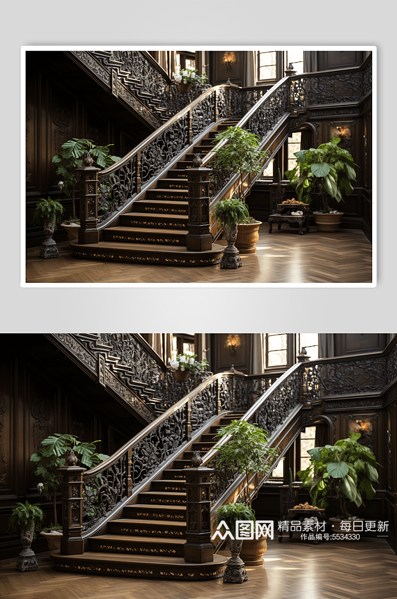 数字艺术木质楼梯图片素材