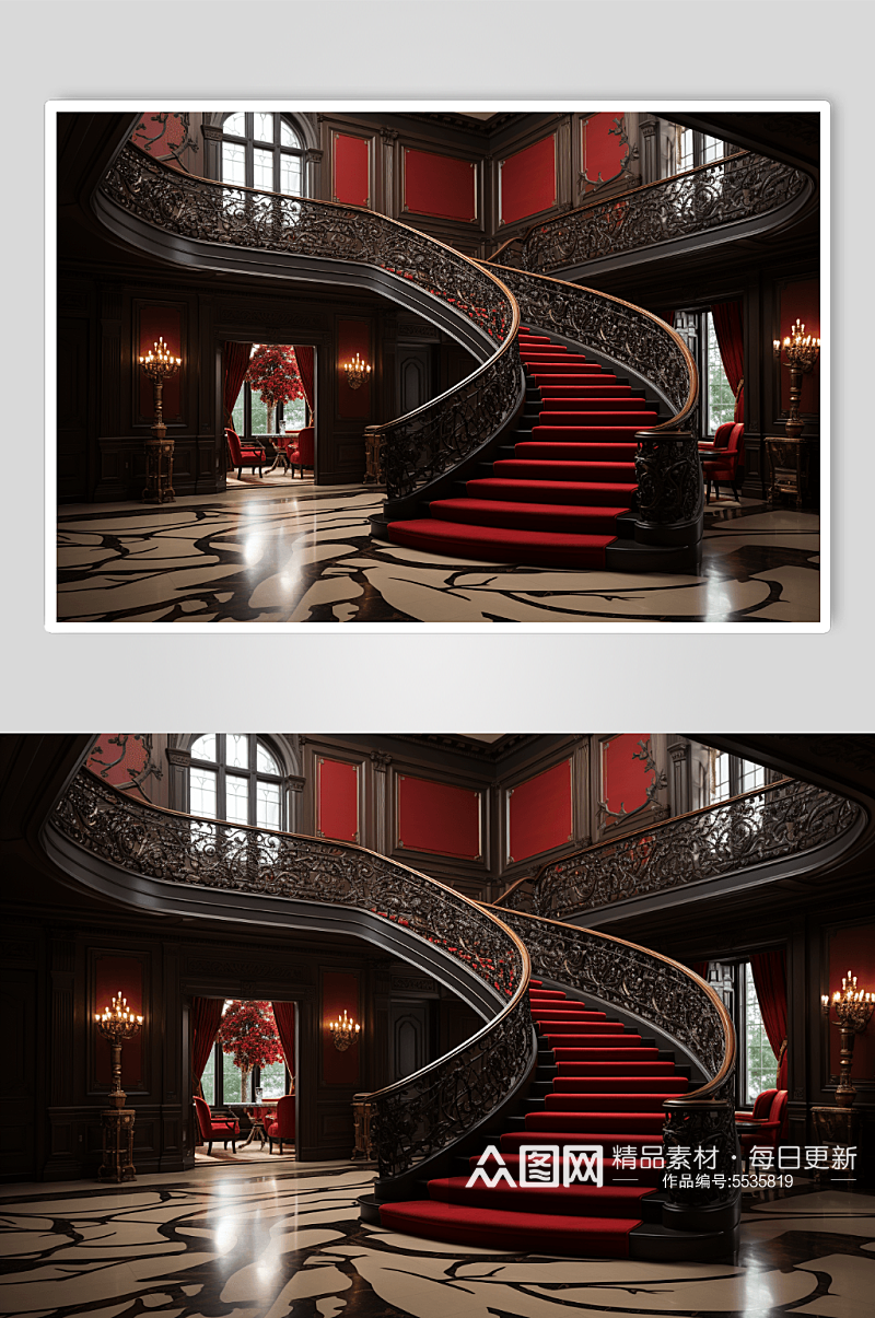 数字艺术室内设计楼梯创意摄影图素材