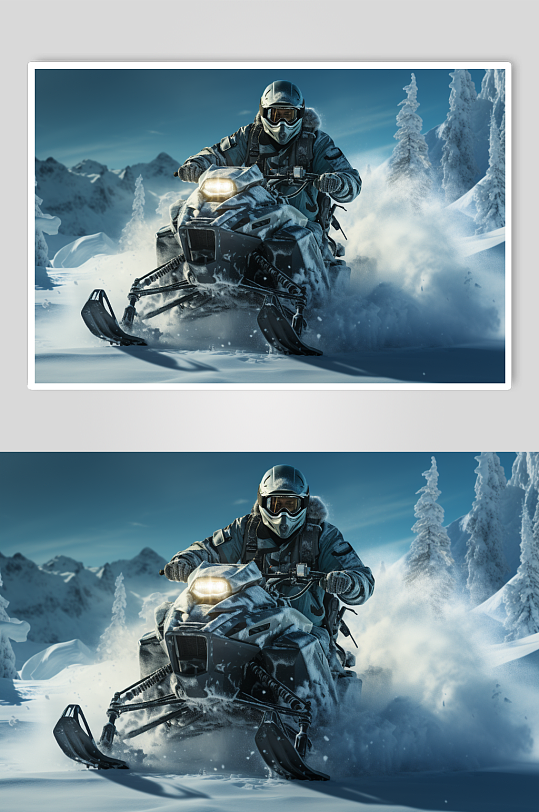 数字艺术高清雪橇车摄影图