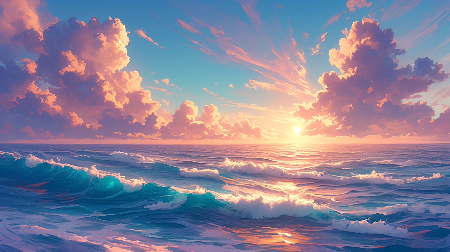 数字艺术海边日出景色素材