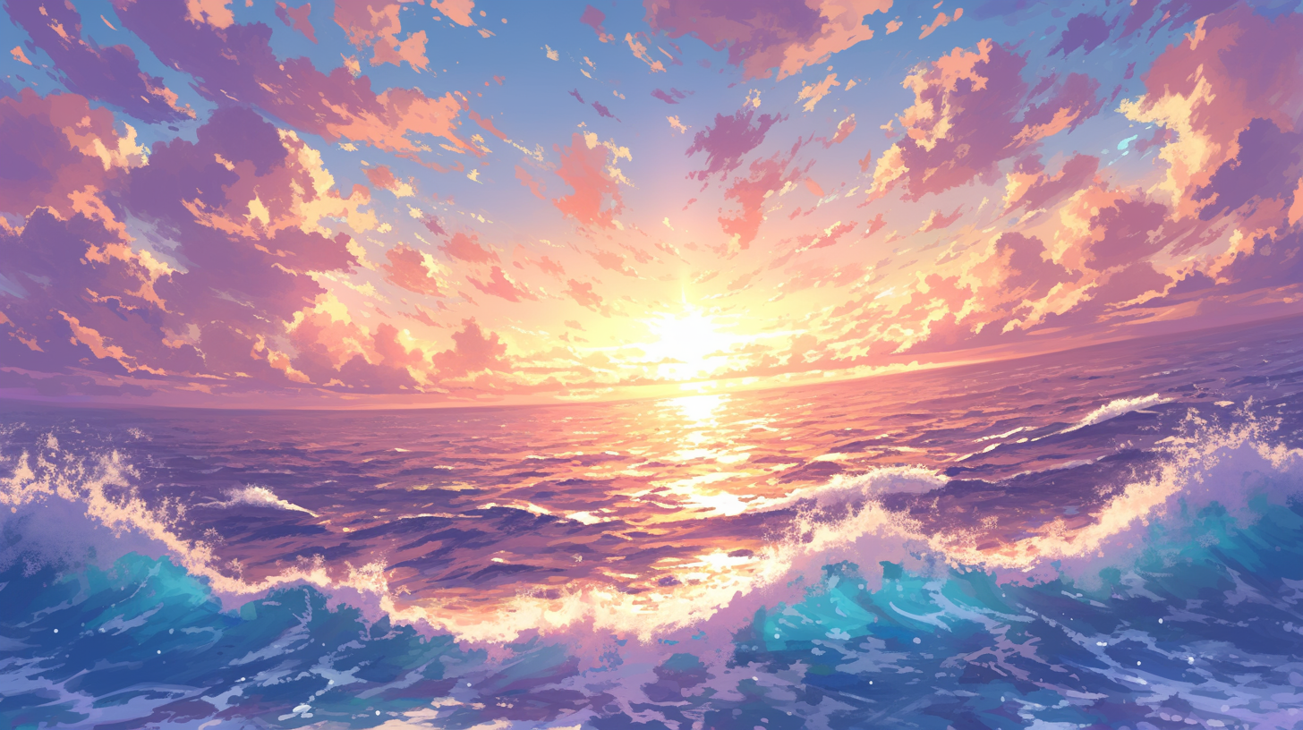 数字艺术海边日出景色素材