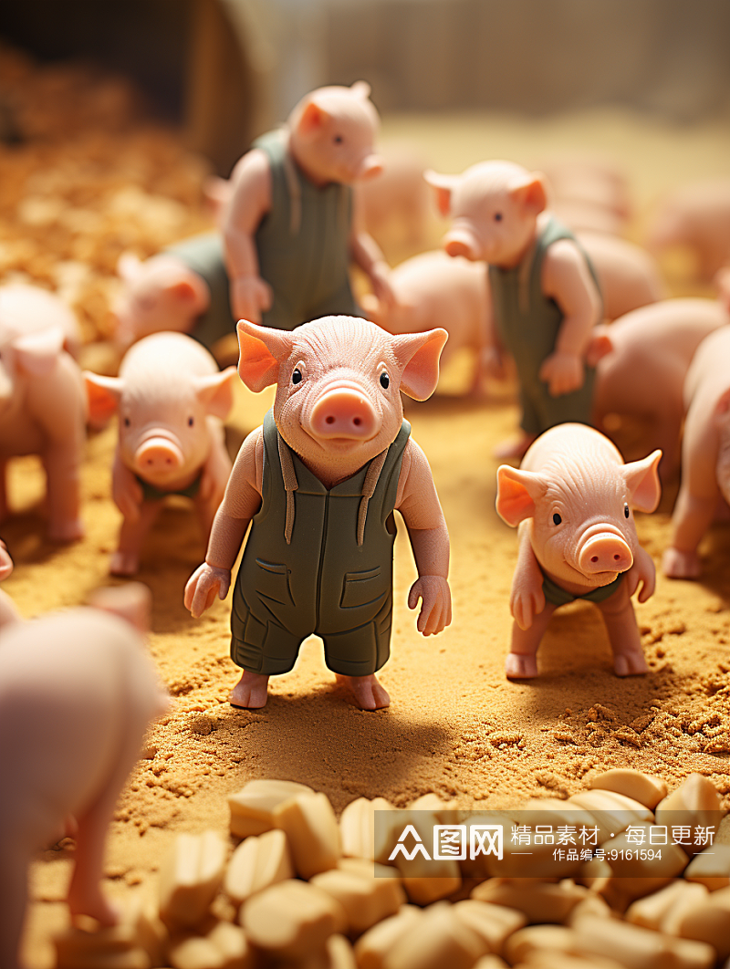 创意微距农场小猪背景素材