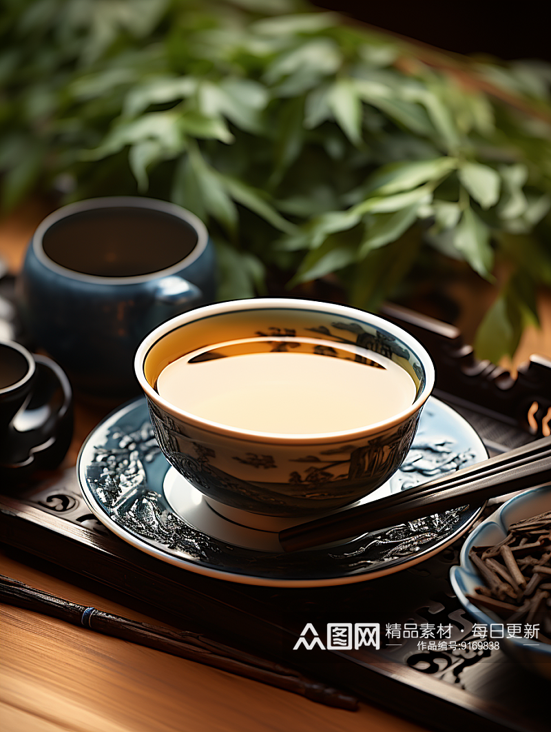 中国风茶室茶水背景素材