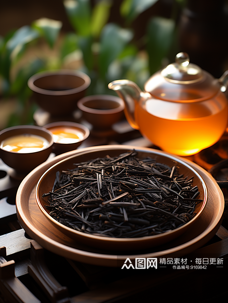 中国风茶室茶水背景素材