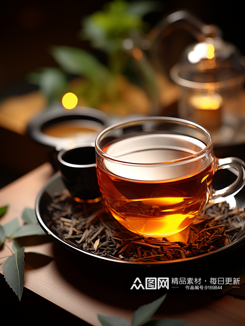 中国风茶室茶水背景素材