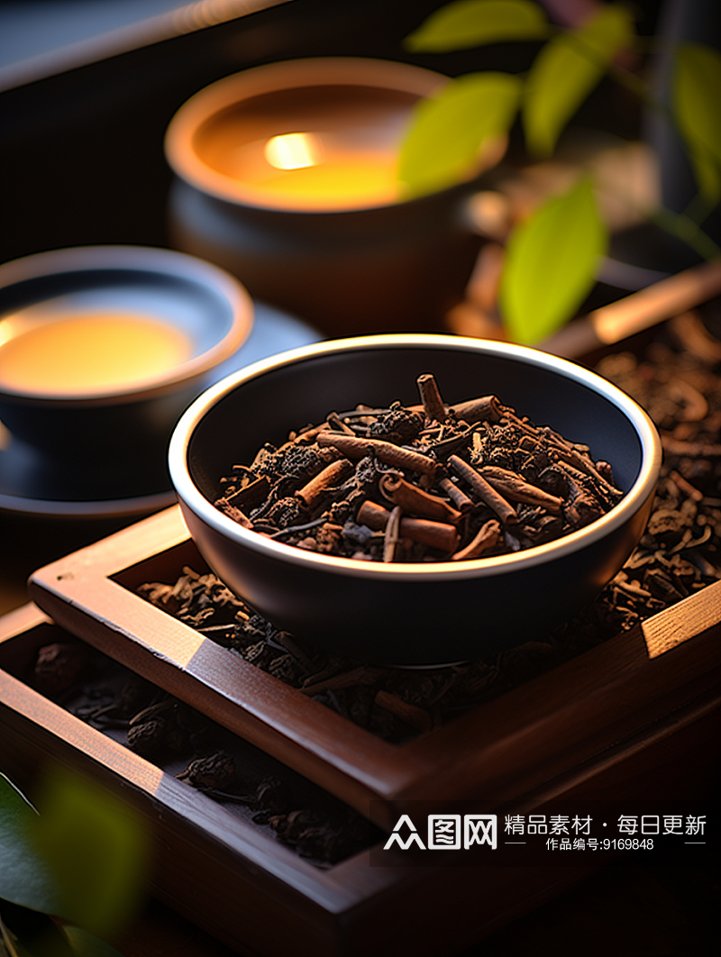 中国风茶室茶水背景素材