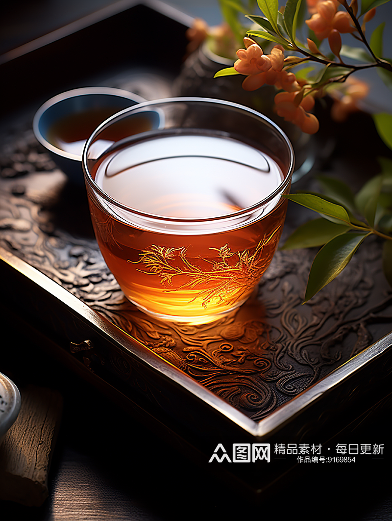 中国风茶室茶水背景素材