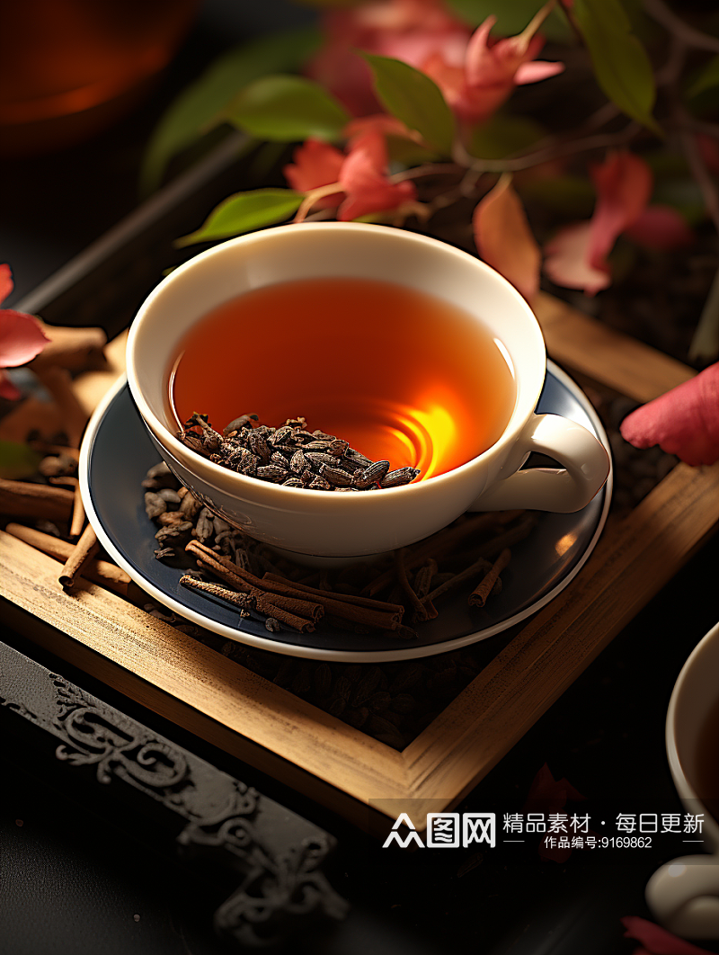 中国风茶室茶水背景素材