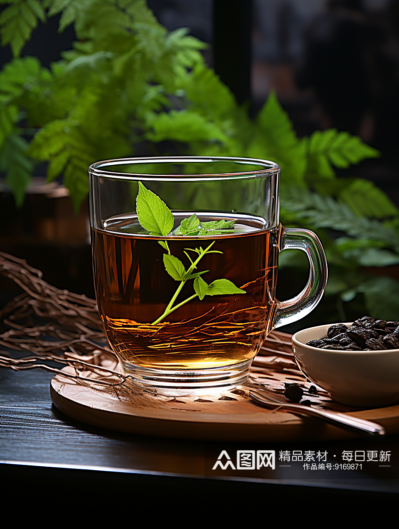 中国风茶室茶水背景素材