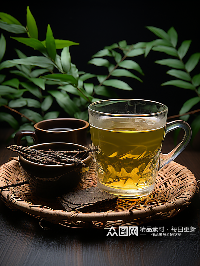 中国风茶室茶水背景素材