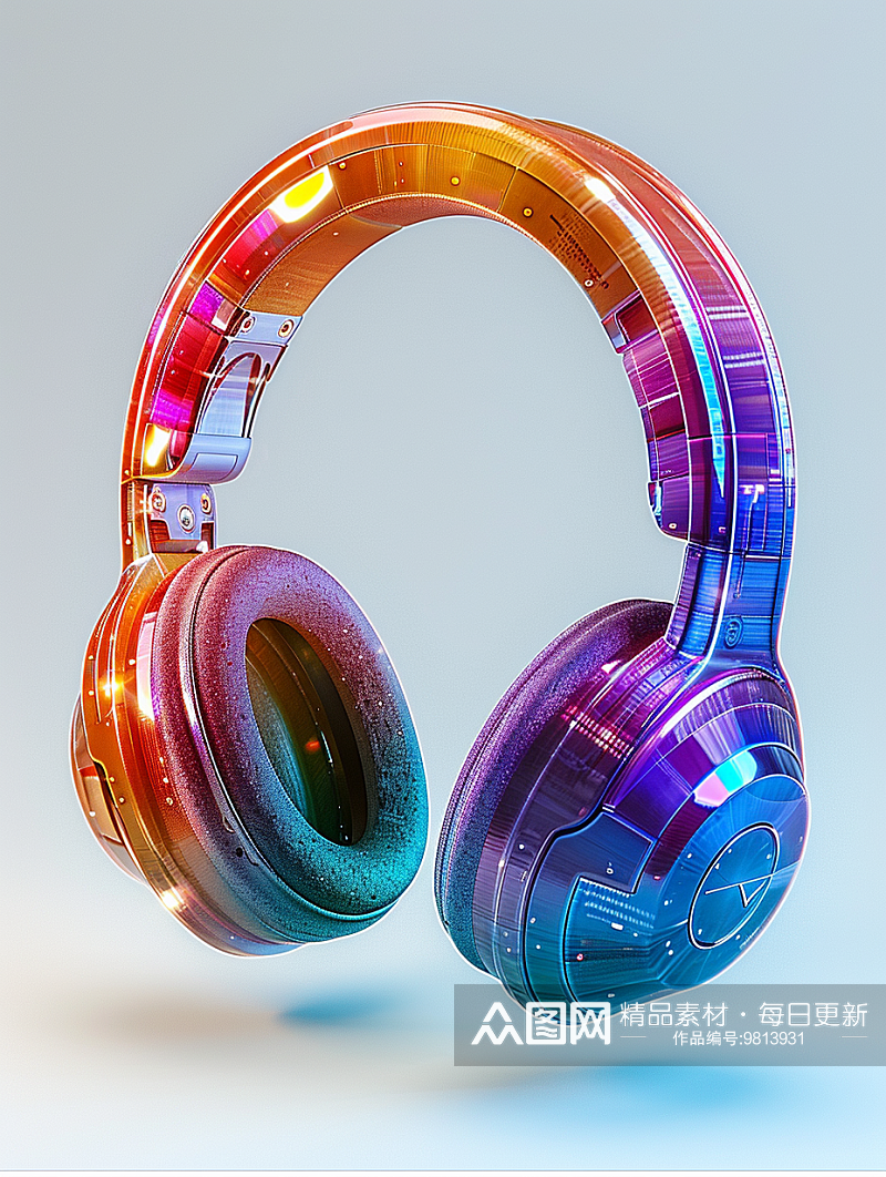 精美炫酷的彩色头戴式耳机素材