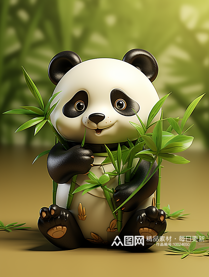 竹林中的可爱的小熊猫素材