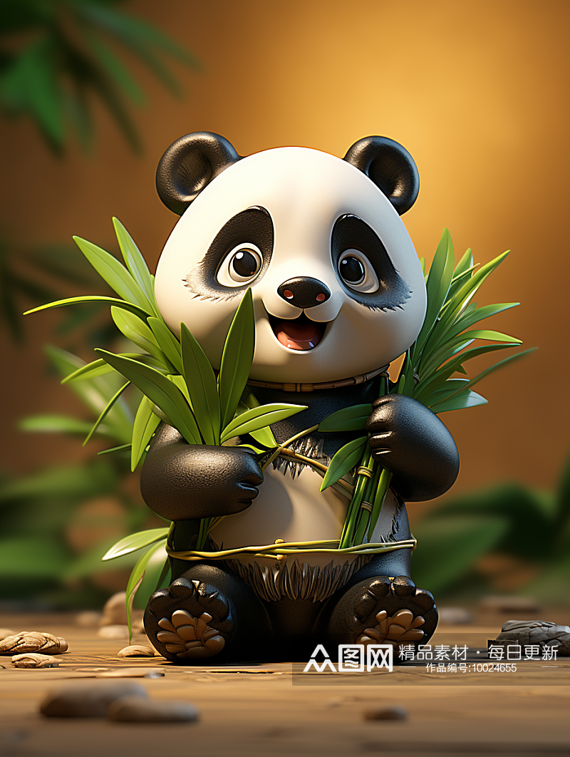 竹林中的可爱的小熊猫素材