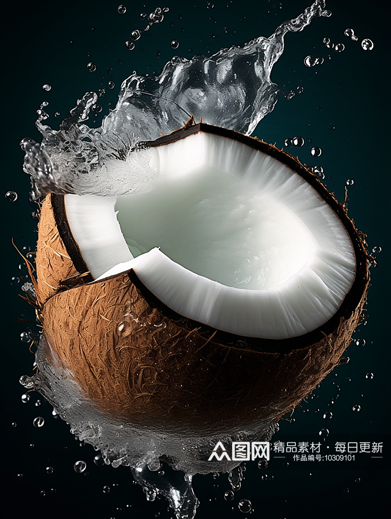 新鲜美味的椰子汁饮料素材