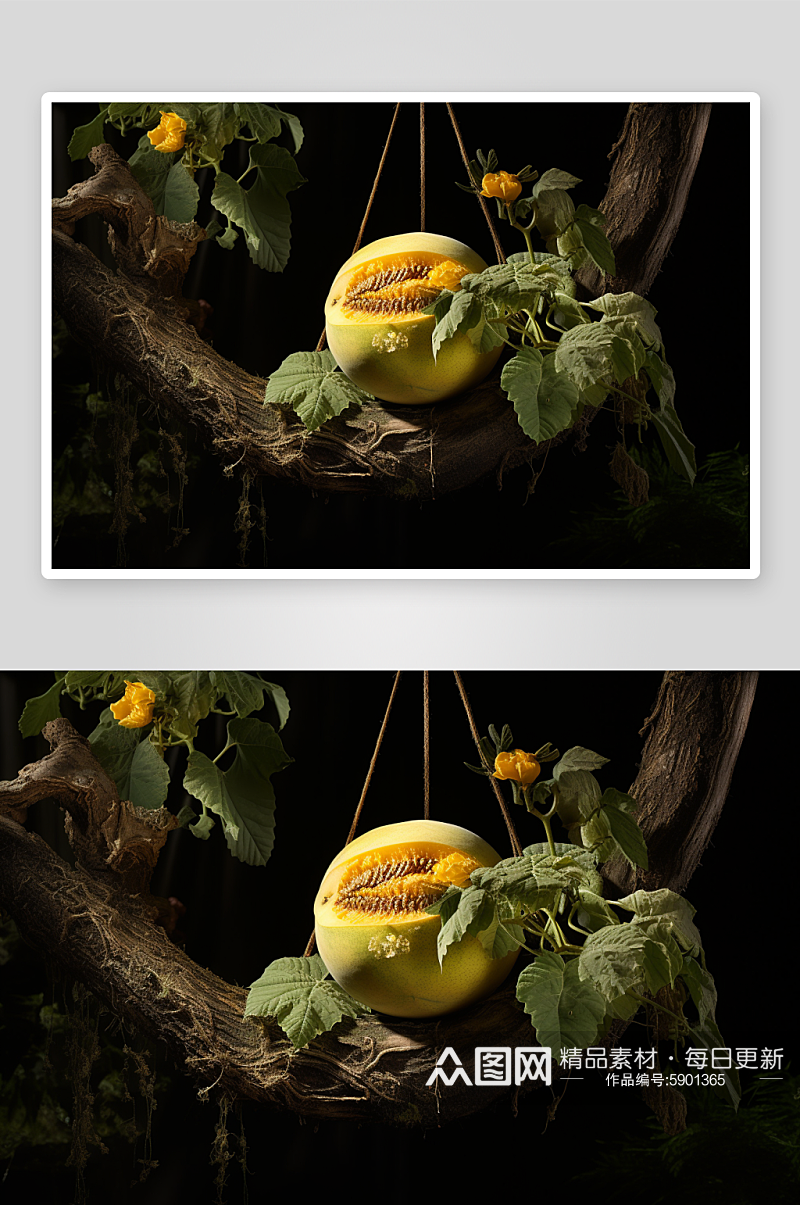 数字艺术AI美味水果哈密瓜图片素材