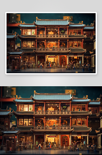中国古代建筑古城创意实拍摄影图