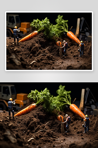 微距农民小人模型创意图片