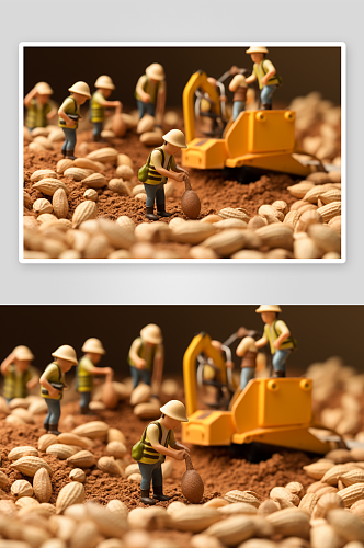 微距农民小人模型创意图片