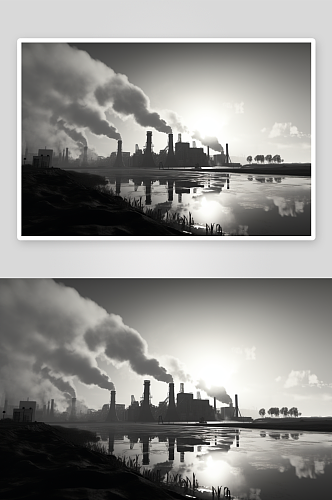 创意黑白工厂高清摄影图