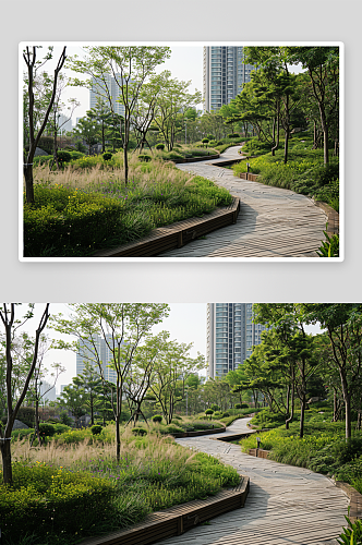 城市风景绿色数字艺术草坪