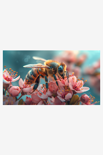 数字艺术可爱蜜蜂昆虫