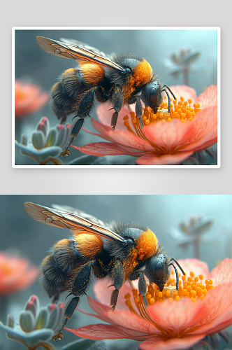 数字艺术可爱蜜蜂昆虫