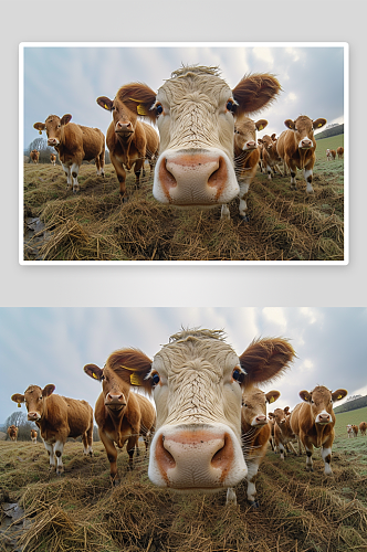 数字艺术可爱牛群动物