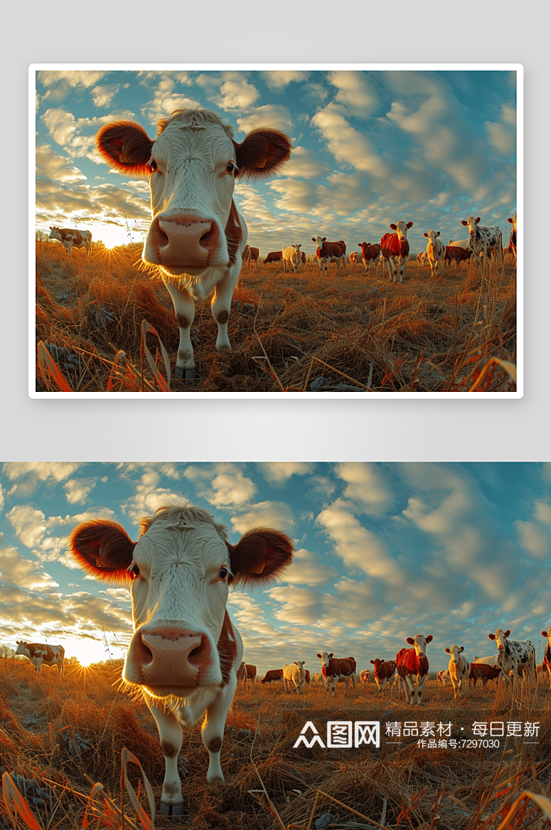数字艺术可爱牛群动物素材