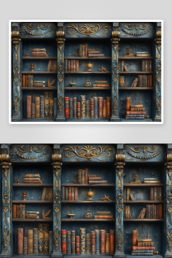 数字艺术书房书架