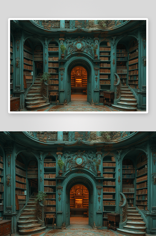 数字艺术书房书架