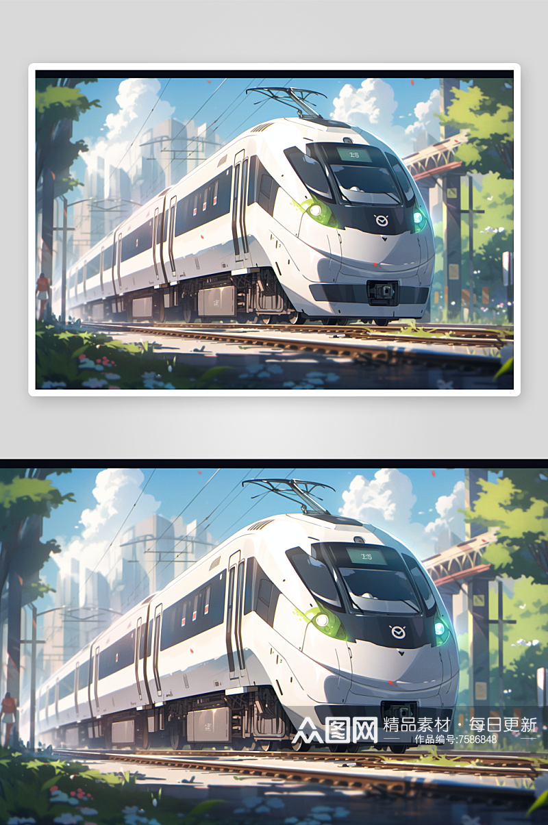数字艺术插画列车交通素材