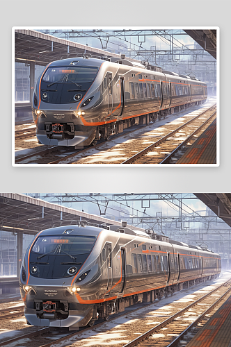 数字艺术插画列车交通