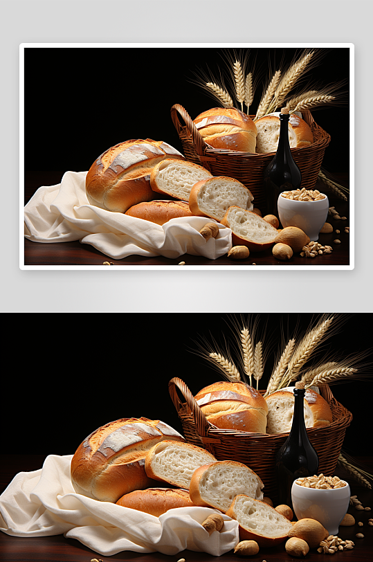 数字艺术美味面包食物