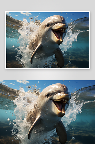 数字艺术可爱海豚动物