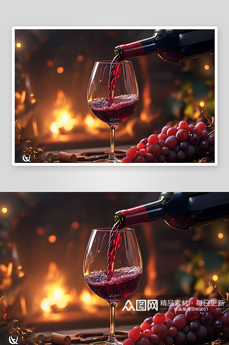 数字艺术美味葡萄酒饮品素材